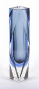 VASE, farbloses Glas, partiell blau getönt, H 26, MURANO, 20.Jh. 22.00 % buyer's premium on the