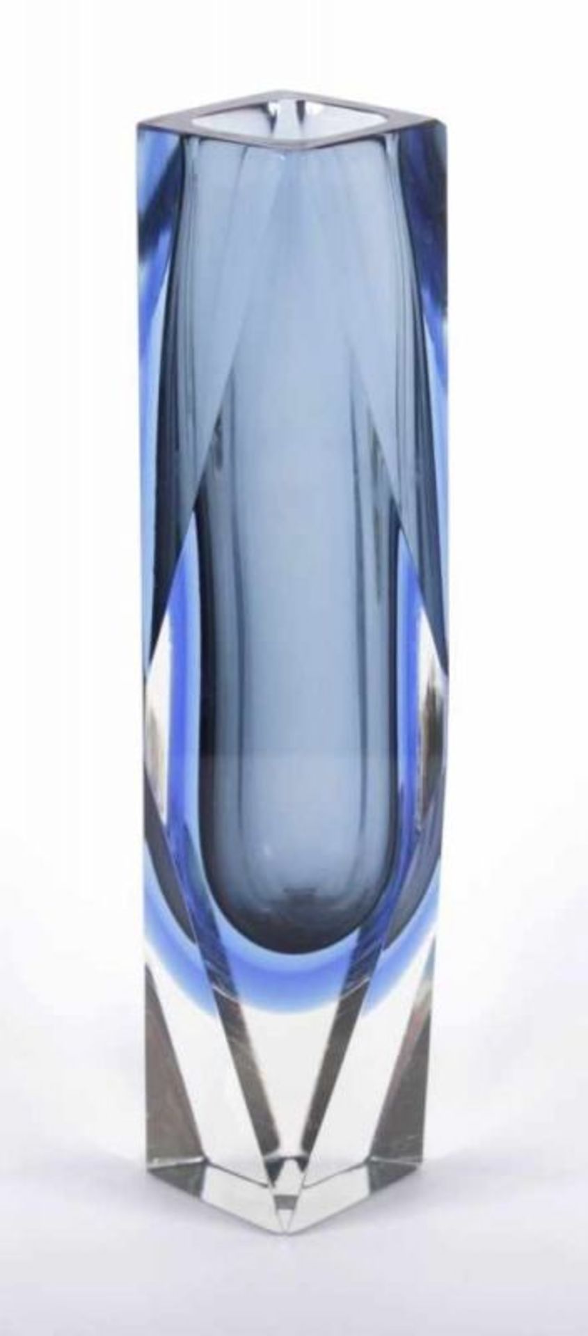 VASE, farbloses Glas, partiell blau getönt, H 26, MURANO, 20.Jh. 22.00 % buyer's premium on the