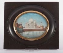 MINIATUR, "Taj Mahal", Malerei/Elfenbein, Dm 10,5, R. 22.00 % buyer's premium on the hammer price