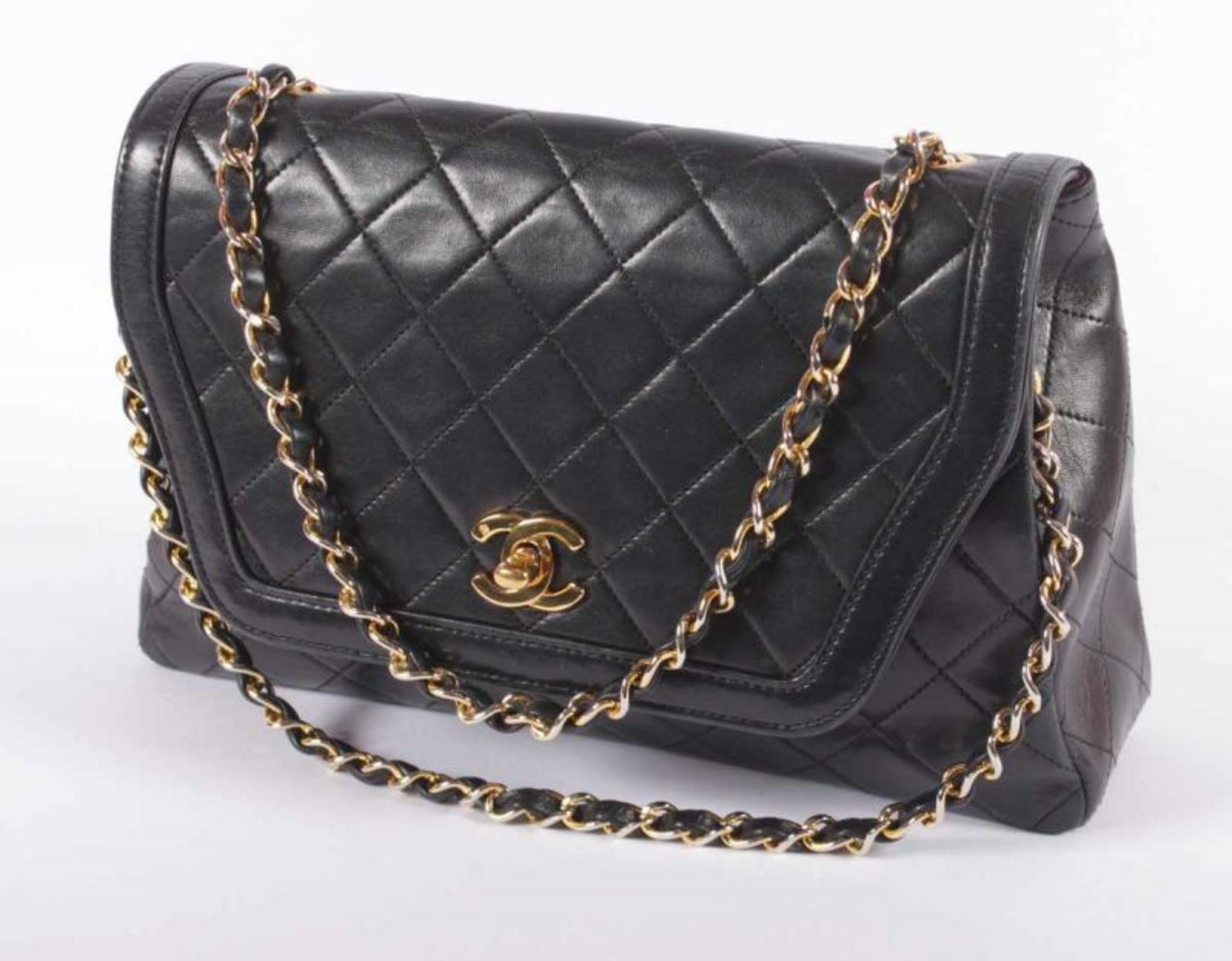 DESIGNER-HANDTASCHE, schwarzes Leder, L ca. 27 cm, Code 1648413, Marke CHANEL 22.00 % buyer's