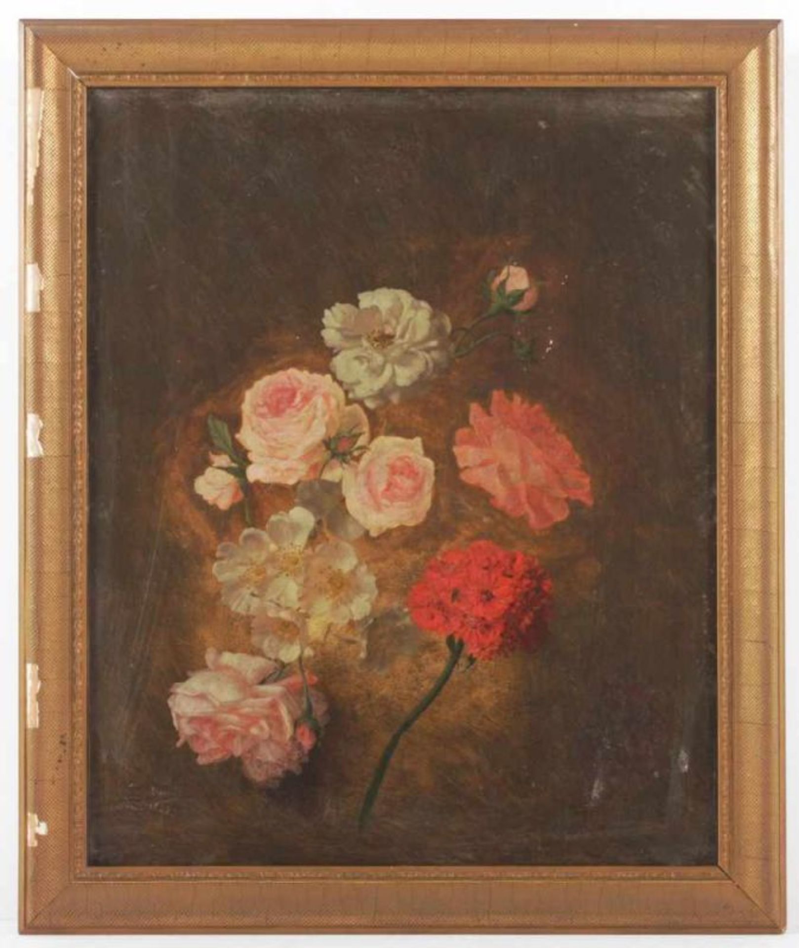 DAMIS, Am. (Frankreich, 1.H.19.Jh.), "Blumenstudie", Öl/Lwd., 46 x 37,5, unten links signiert und " - Image 2 of 4