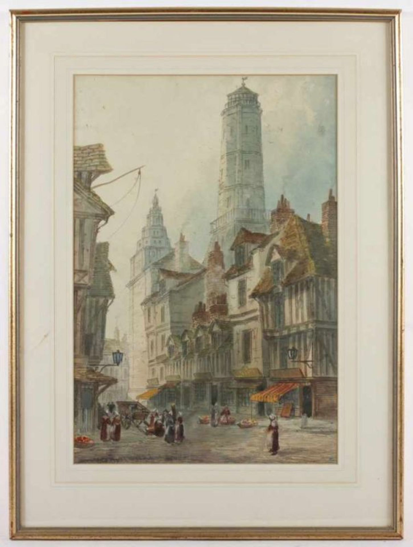 BRADDON, Paul (1864-1938), "Stadtansicht mit Türmen", Aquarell/Papier, 53 x 36 ( - Image 2 of 3