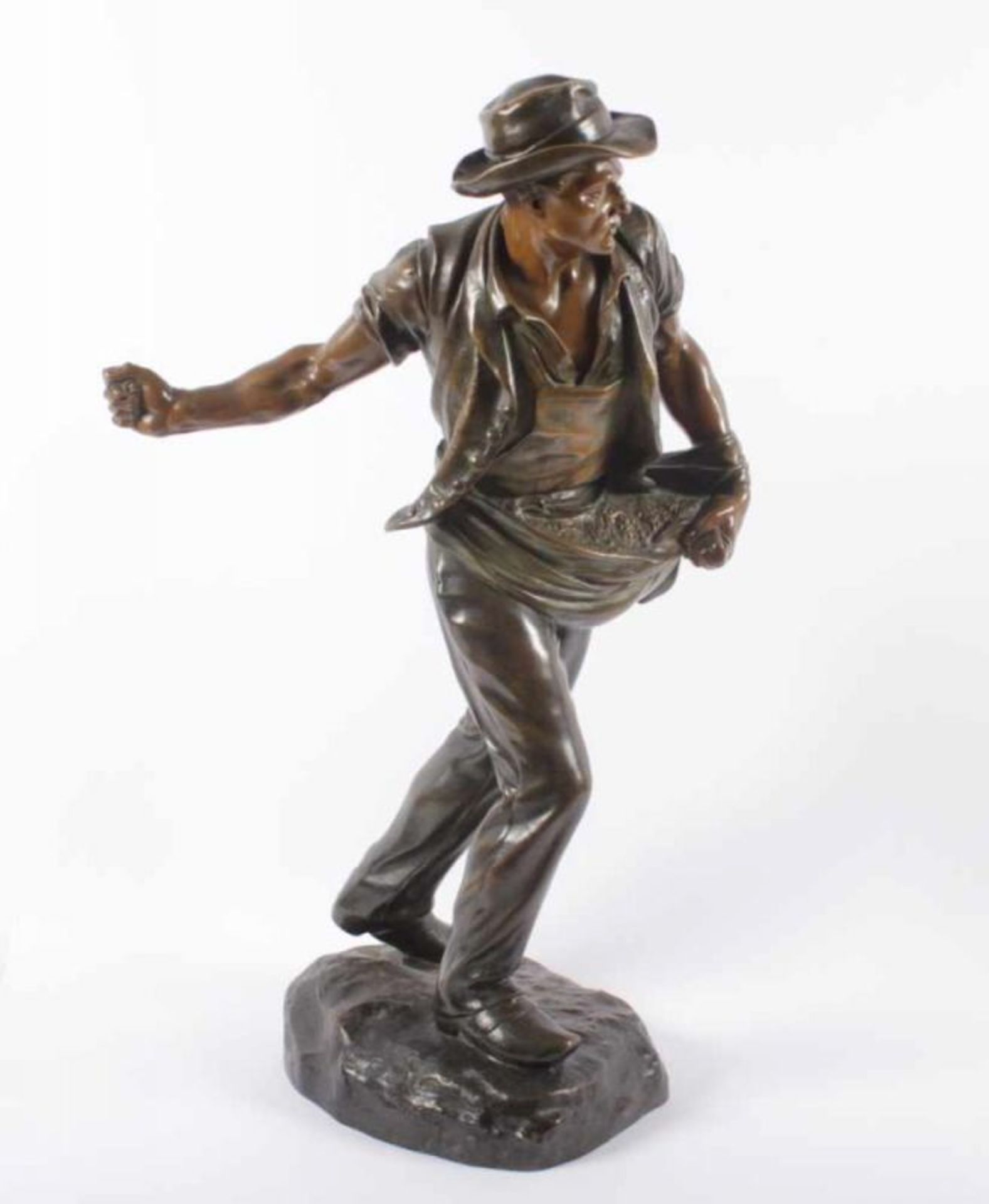 GAUQUIÉ, Henri Désiré, "Der Sämann", Bronze, H 62, am Sockel bez. 22.00 % buyer's premium on the - Bild 2 aus 6