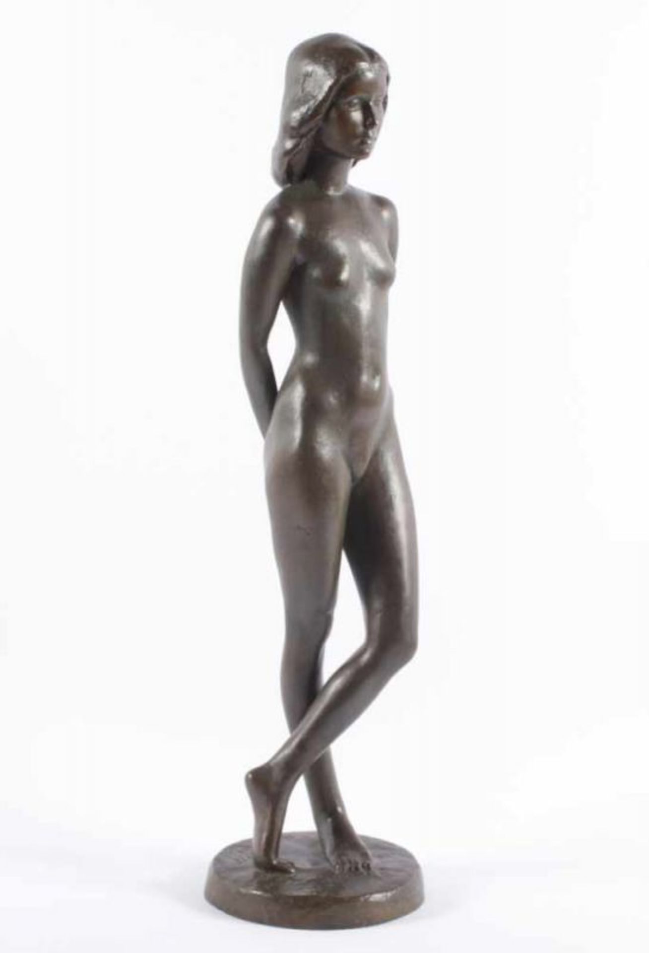 SPILKER, Heinz (*1927), "Stehendes Mädchen", Bronze, H 53, auf dem Sockel signiert und datiert 1913, - Bild 2 aus 5