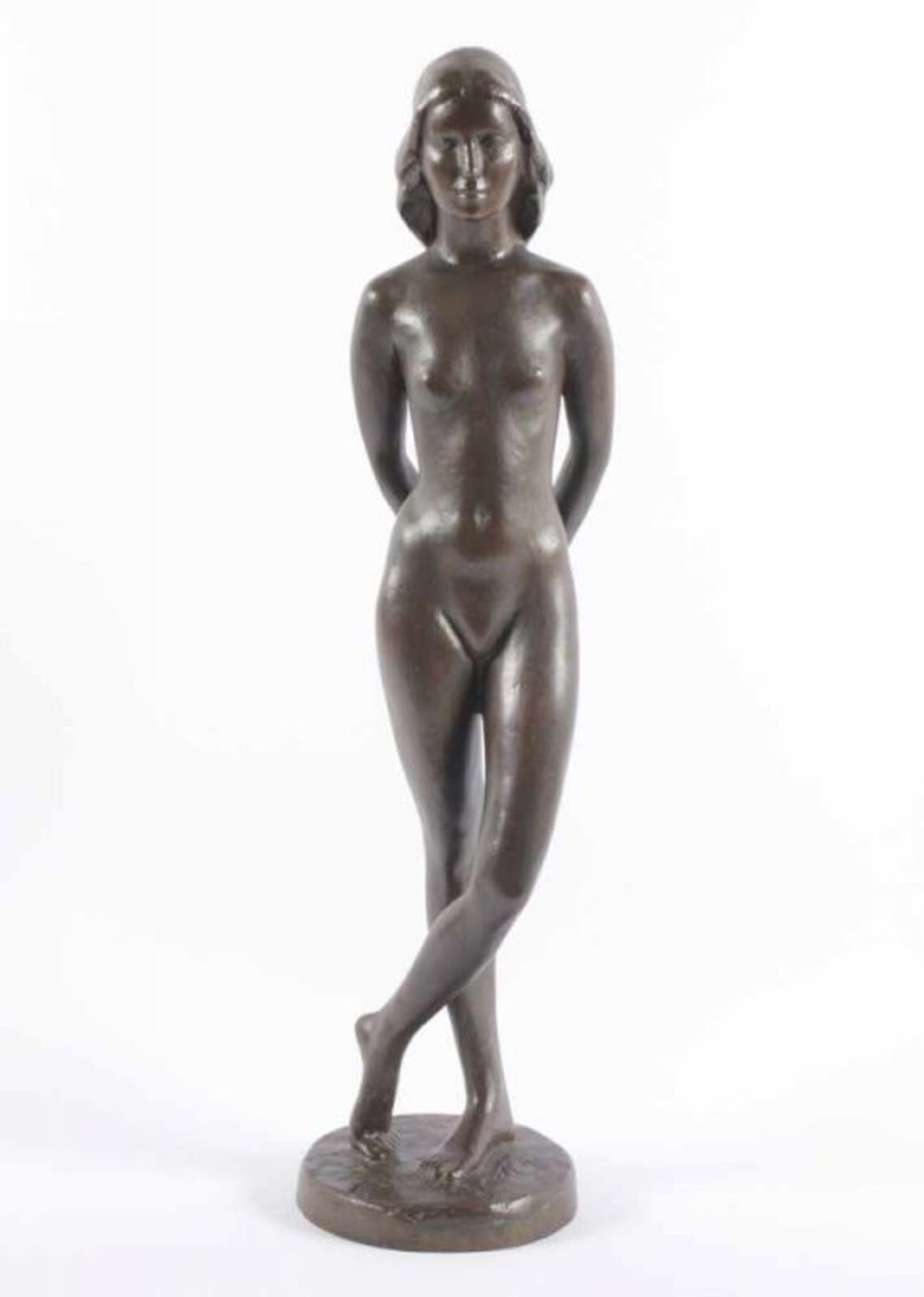 SPILKER, Heinz (*1927), "Stehendes Mädchen", Bronze, H 53, auf dem Sockel signiert und datiert 1913,