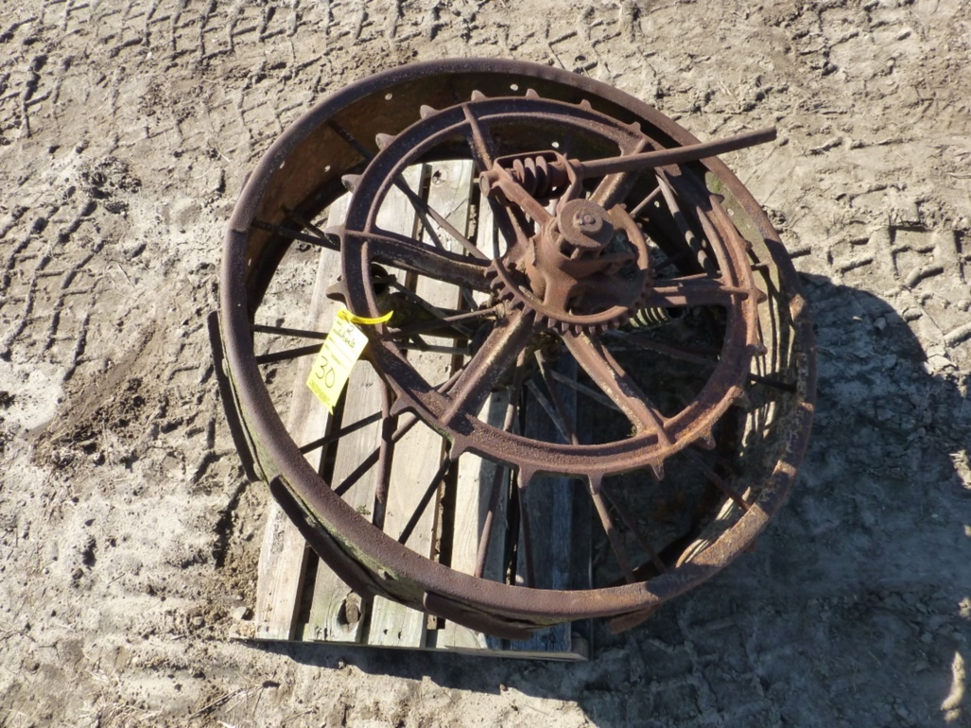 Pair of 32” steel wheels, 10” width. - Image 3 of 4