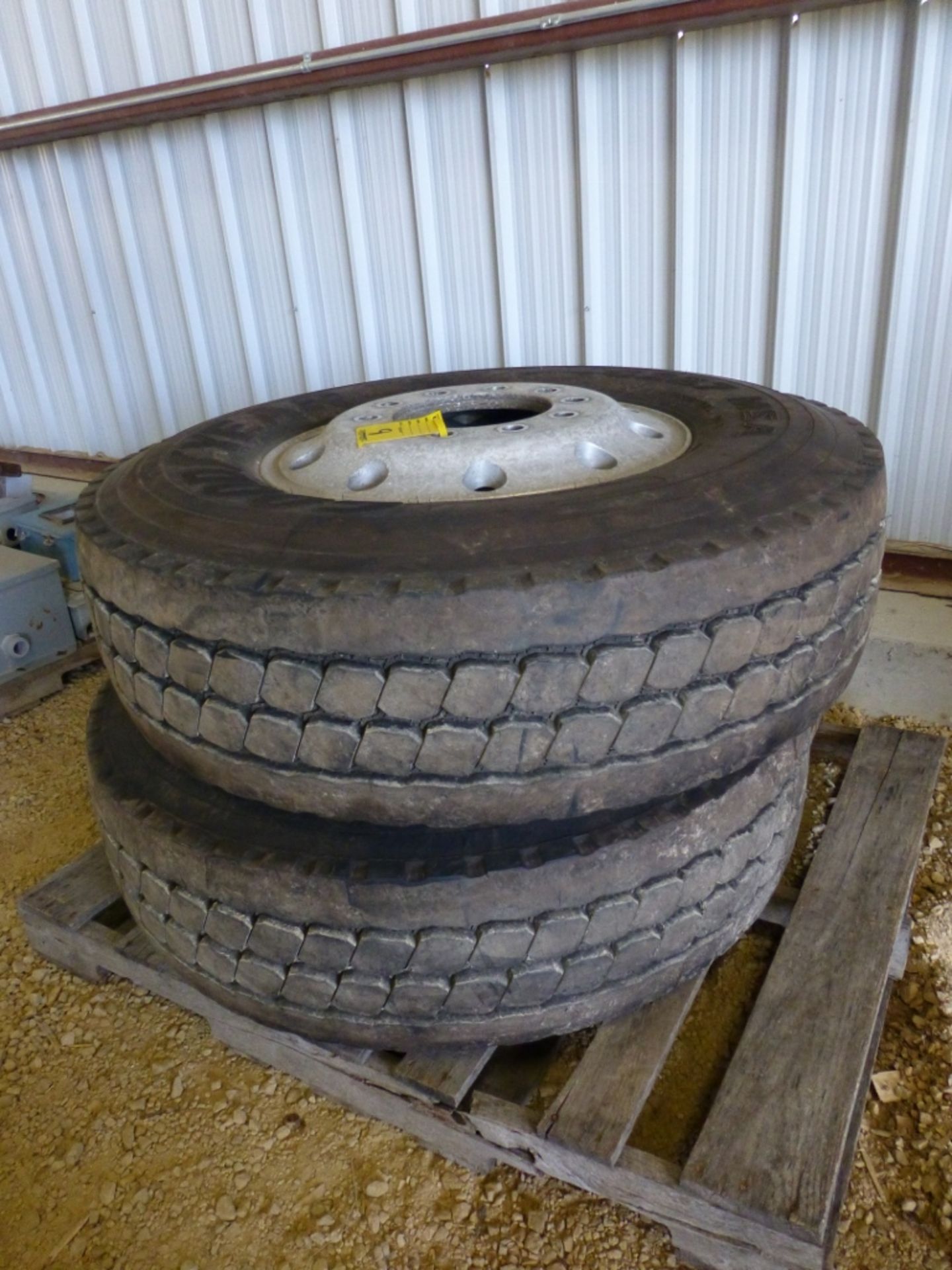 (2) GY 315/80r22.5 tires and aluminum wheel