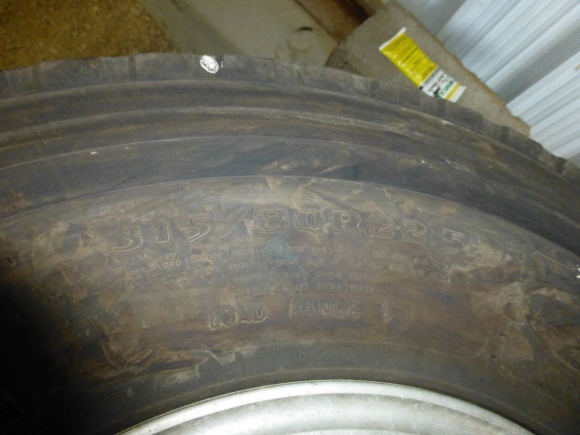 (2) GY 315/80r22.5 tires and aluminum wheel - Image 4 of 5