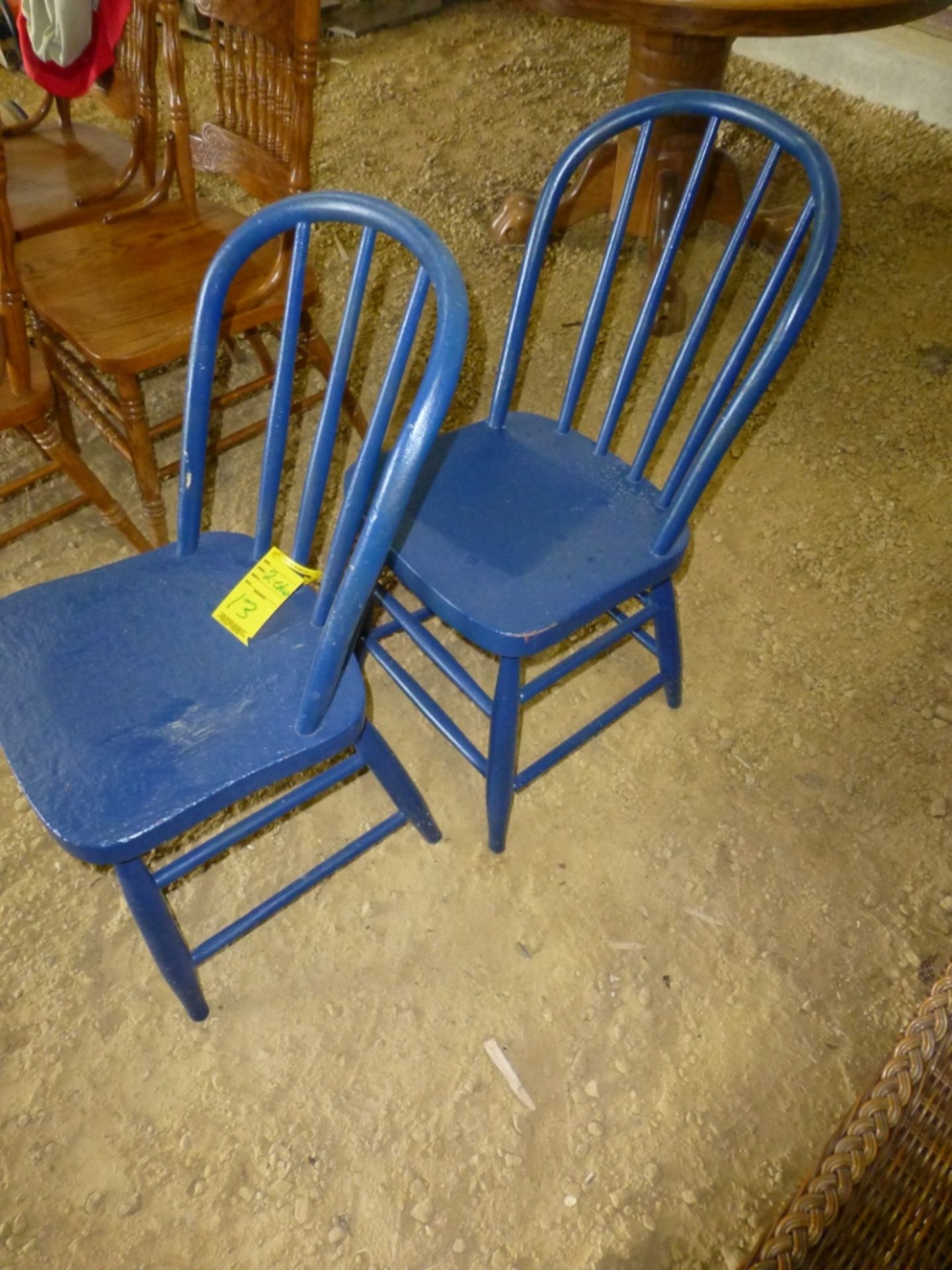 2 blue wood chairs - Image 2 of 2