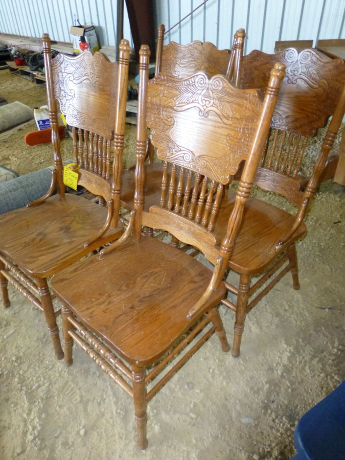 4 wood engraved dining room chairs - Image 2 of 4