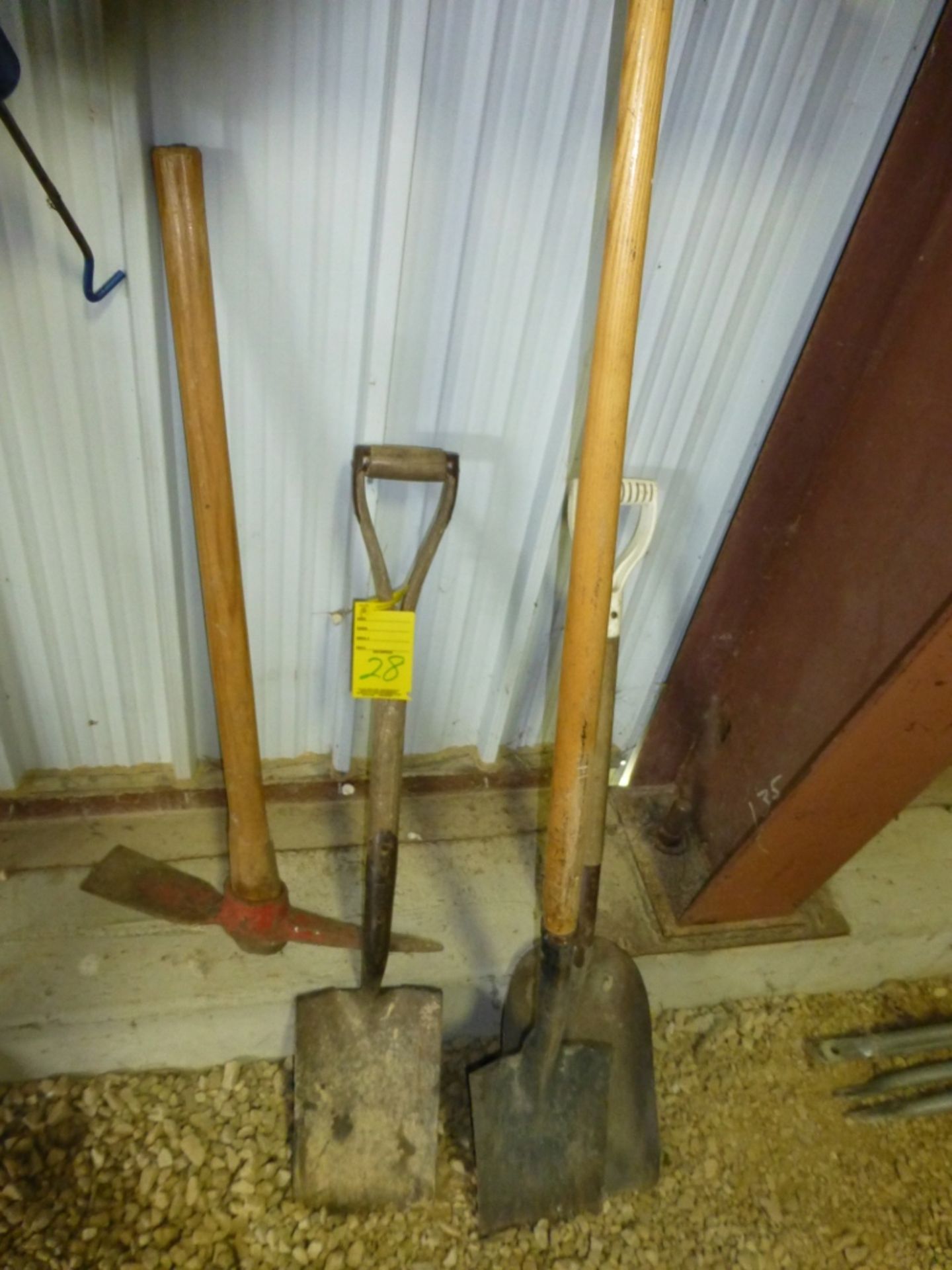 3 shovels and pick axe