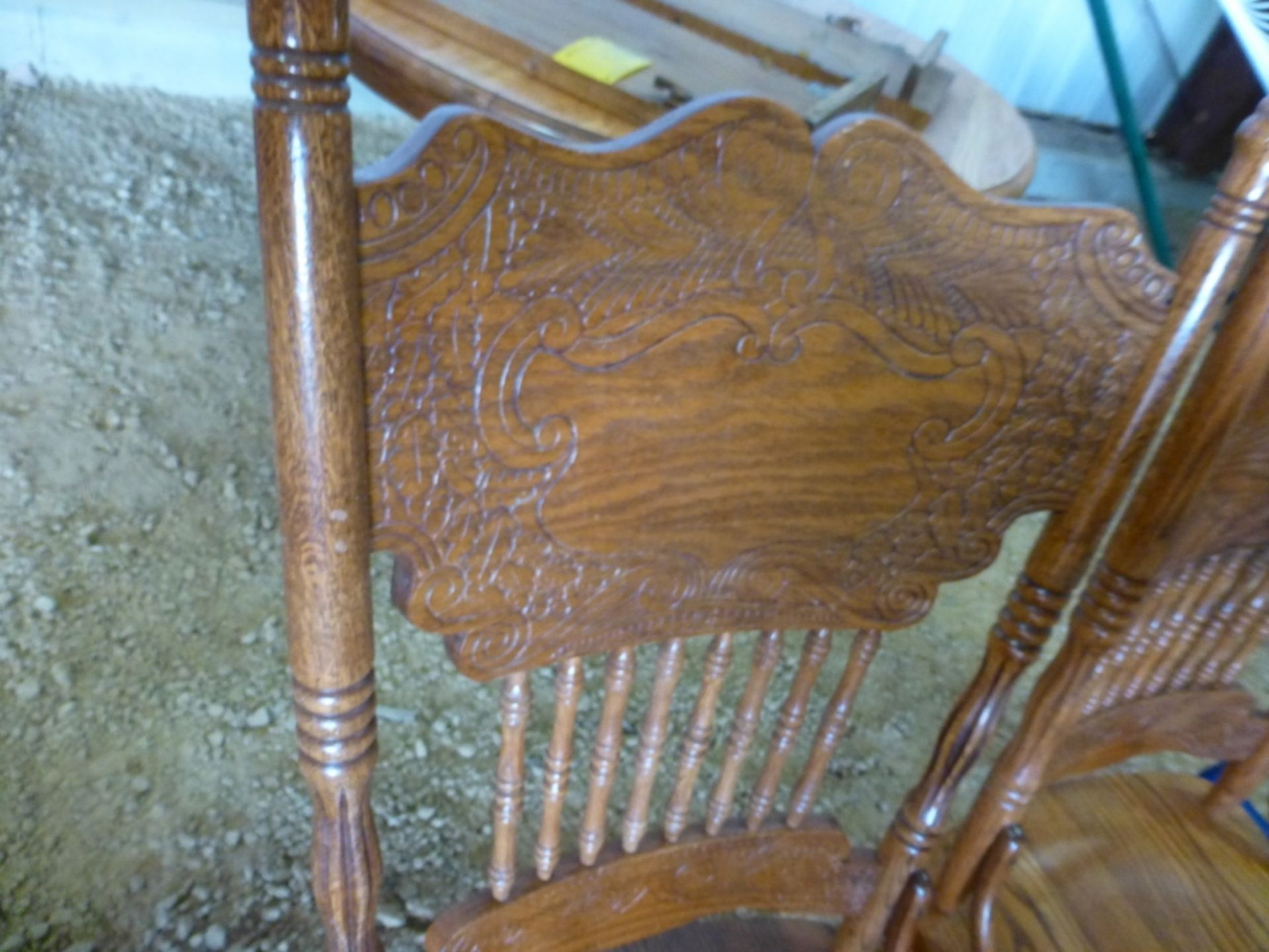 4 wood engraved dining room chairs - Image 4 of 4