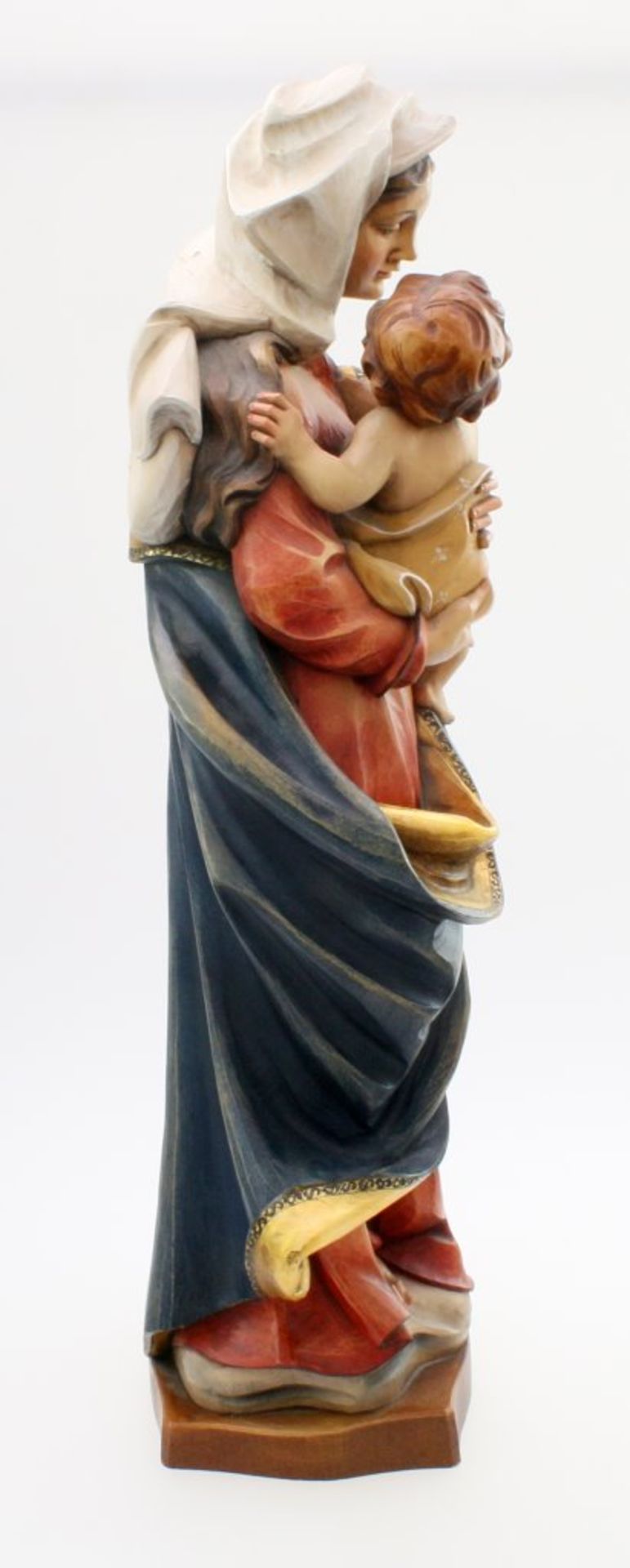 Holzschnitzerei "Madonna mit Kind" Detaillierte Arbeit, polychrom und goldstaffiert, Madonna im - Bild 4 aus 6