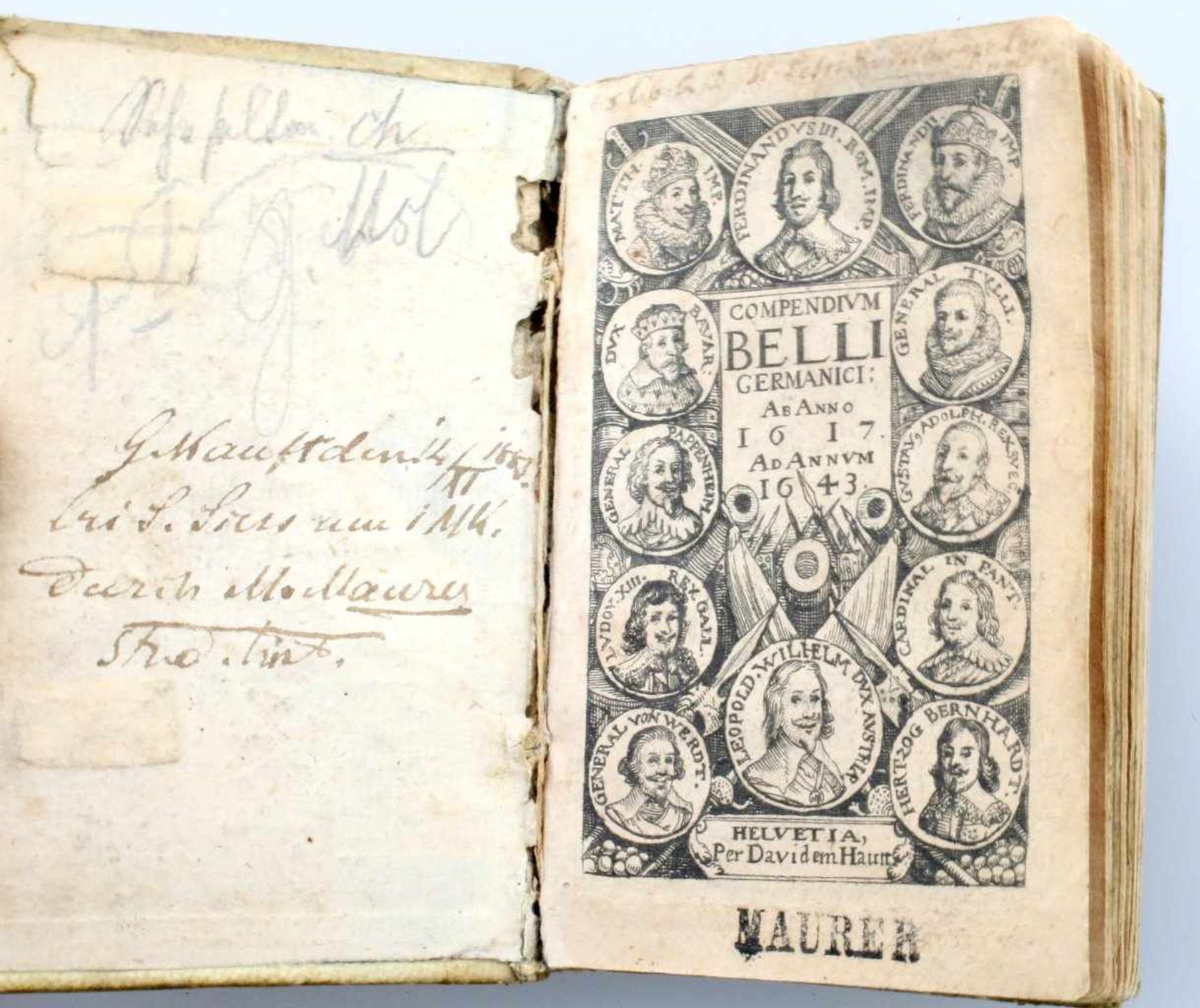 Compendium Belli Germanici 1643 Titelblatt mit den evang. Heerführern des 30-jähr. Krieges, - Bild 3 aus 3