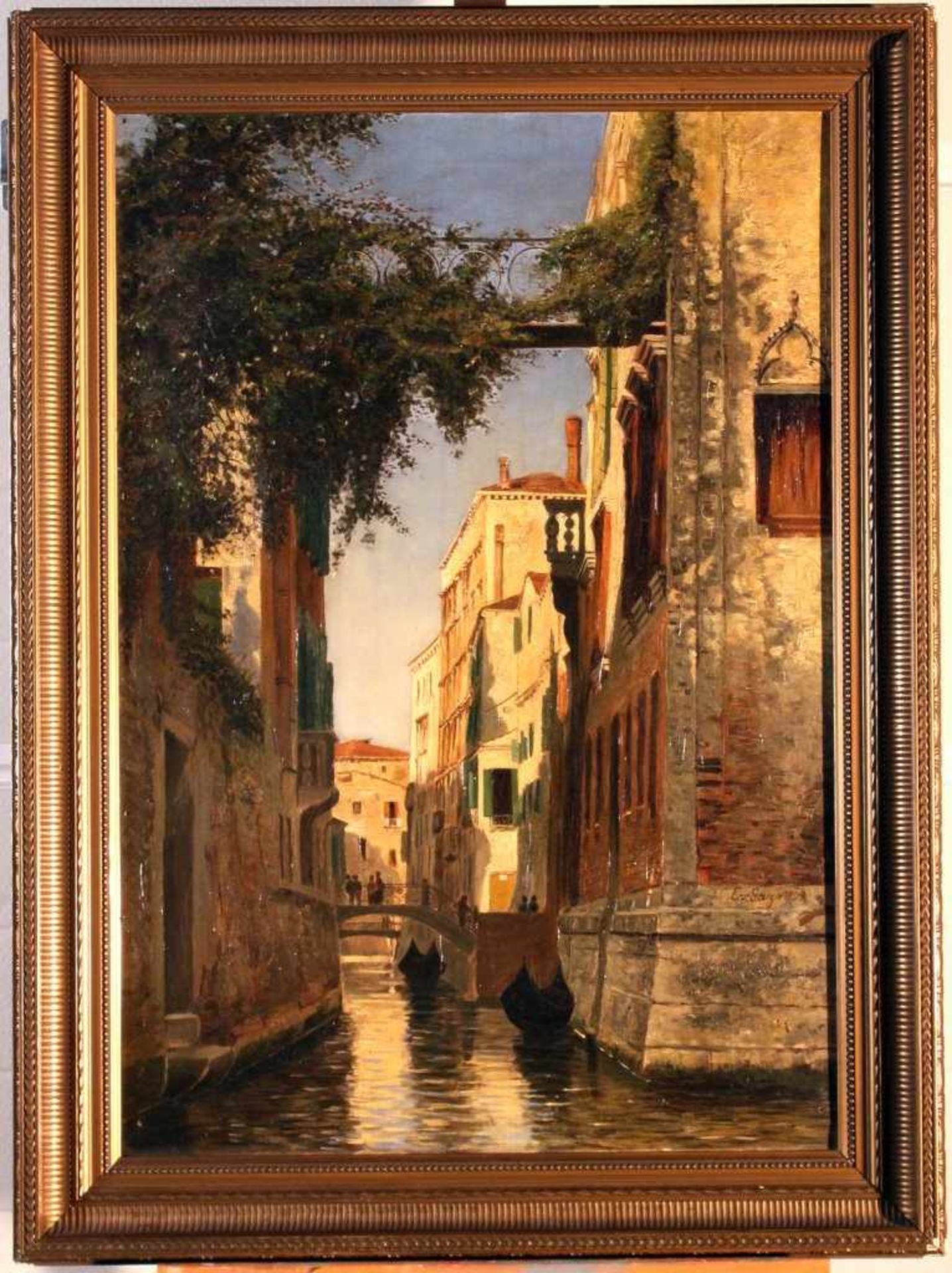 "Venedig" - Ev. Gaza 1899 Öl auf Leinwand, gefällige Architekturlandschaft in einem venezianischen - Bild 2 aus 4