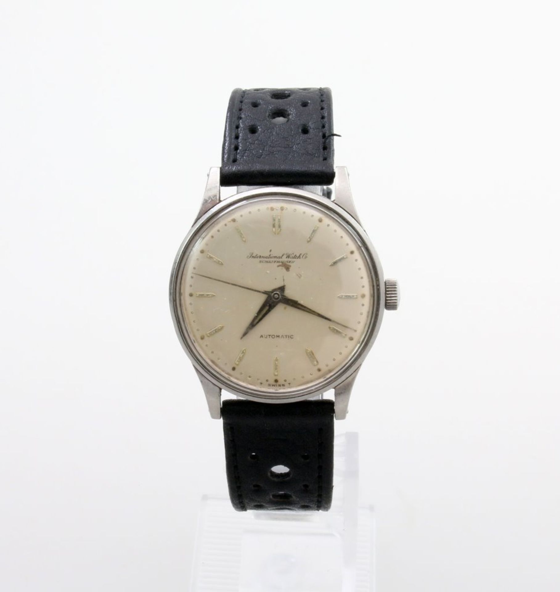Armbanduhr IWC 1959-1967 Automatikwerk Kaliber 853, Ref. 309A, Edelstahlgehäuse Ø 34 mm, - Bild 2 aus 3