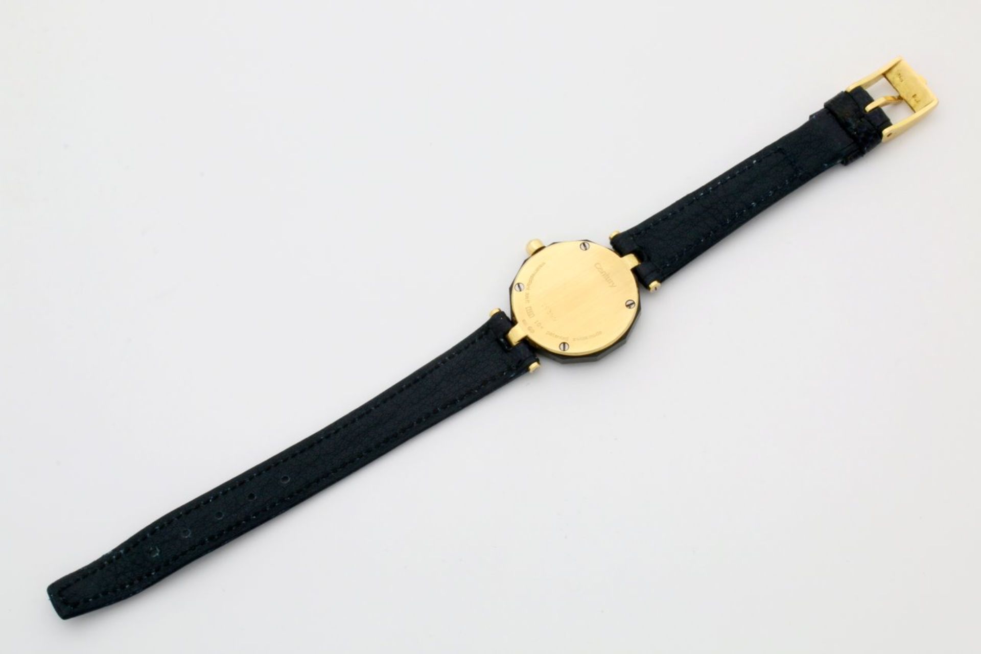 Goldene Armbanduhr Century "Full Cut" / Brillanten / Safir Quarzwerk, massives, 12-eckiges, GG 750- - Bild 4 aus 5
