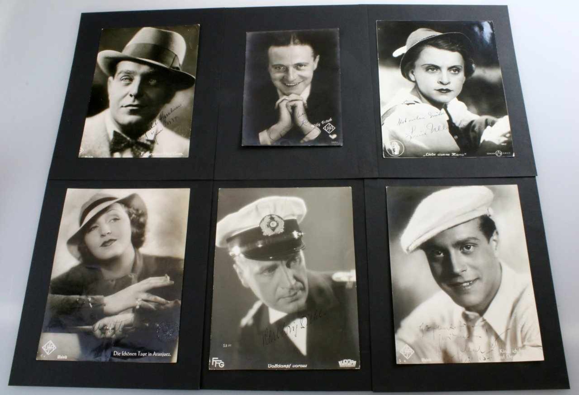 6 Autographen Filmstars der 30er Jahre auf originalen Filmfotos UFA etc. S/W-Fotos der