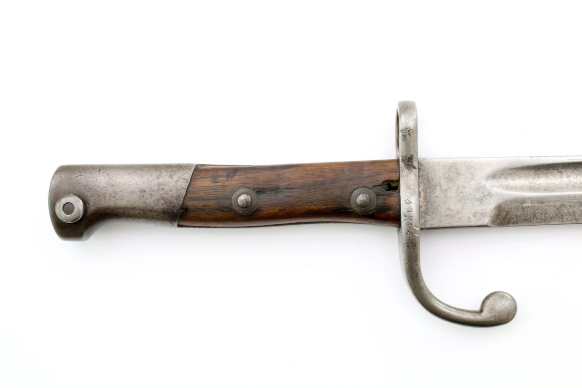 Brasilien - Bajonett Mauser M1908 Gekehlte Rückenklinge (partiell fleckig, Ort etwas bestoßen), - Bild 3 aus 4