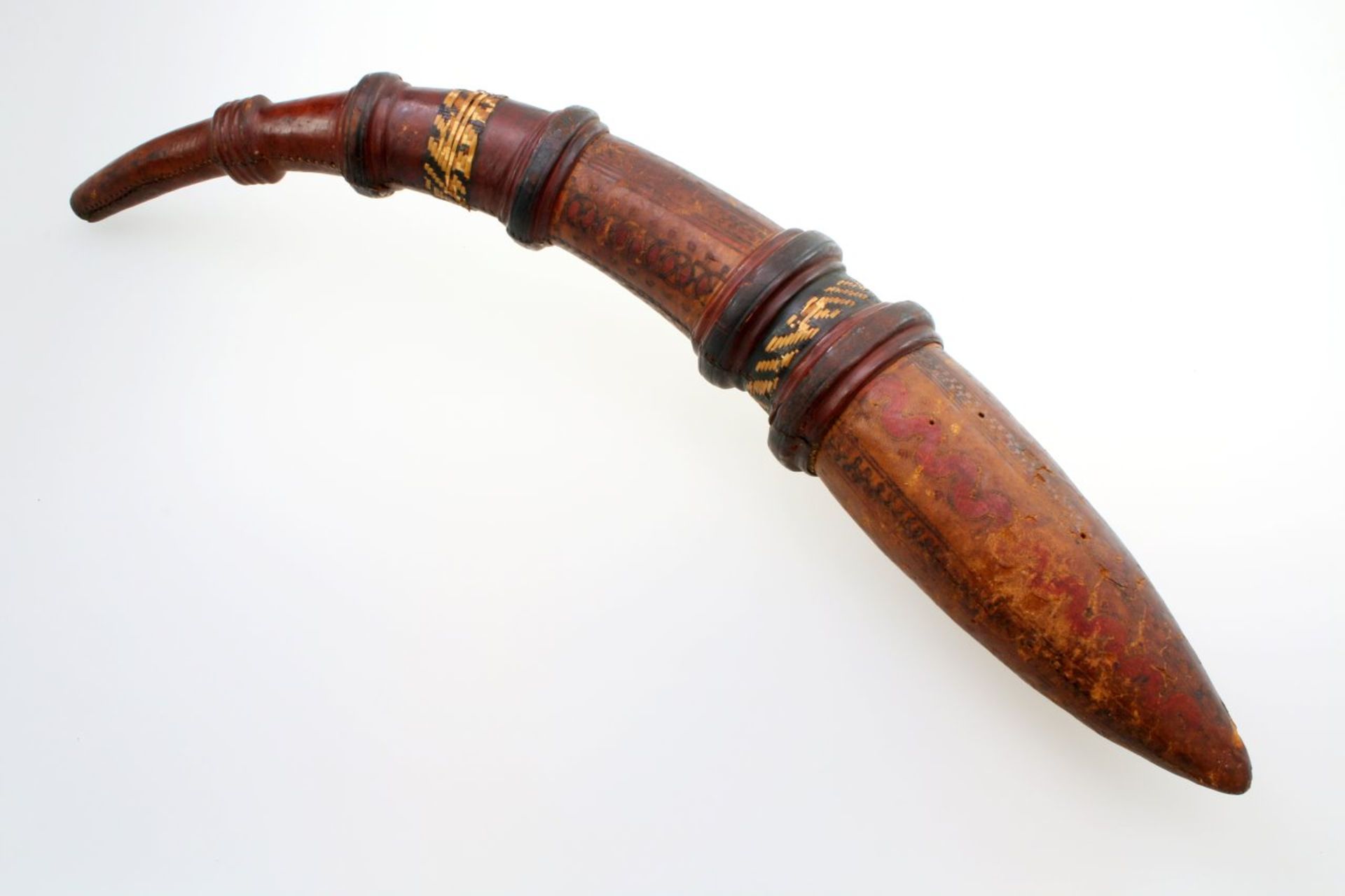 Westafrika - Schwert und Pulverhorn der Malinke um 1900 Leicht gekrümmte Rückenklinge europ. - Image 9 of 10