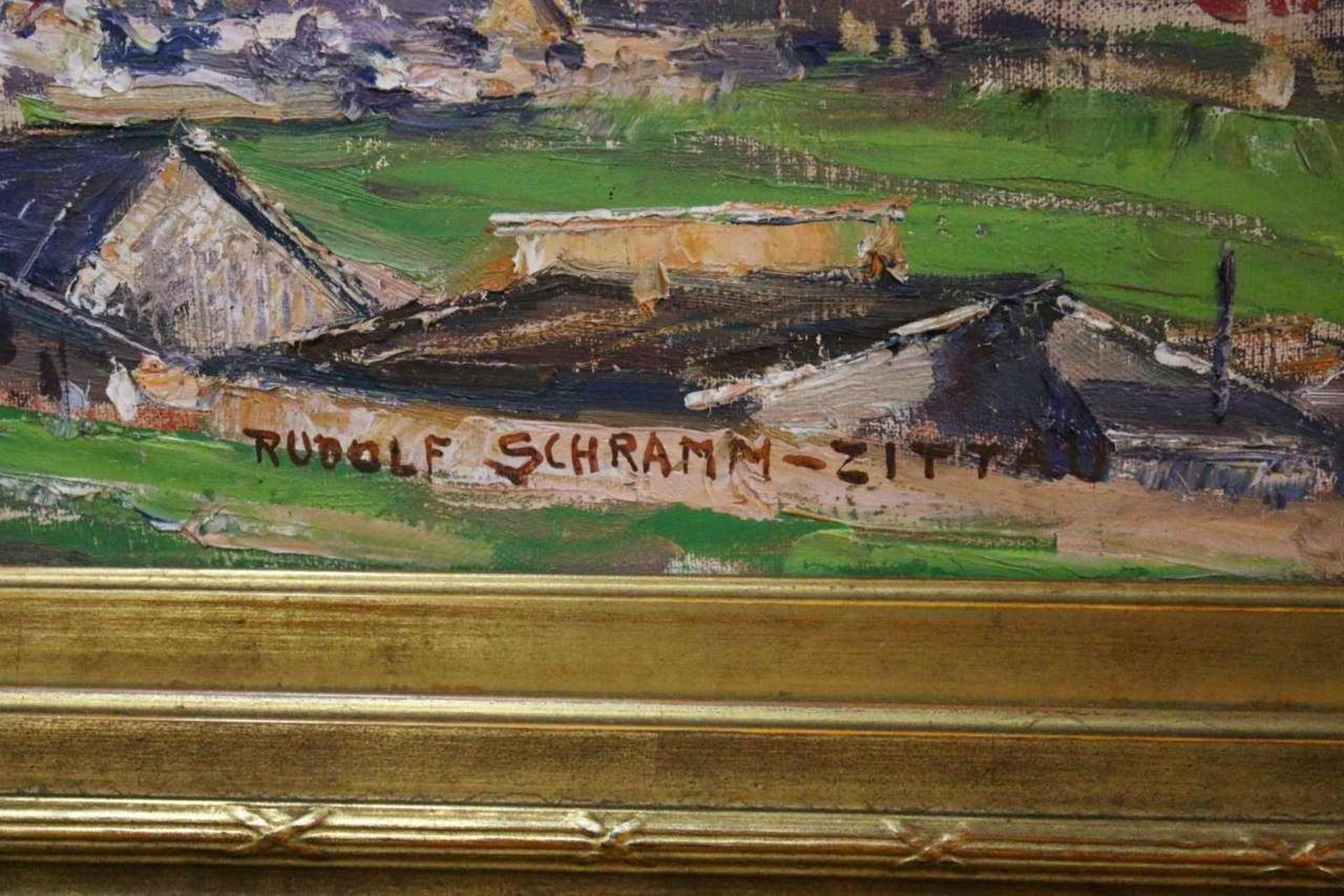 "Zugspitze" - Rudolf Schramm - Zittau (1874-1950) Öl auf Leinwand, unten rechts signiert, - Image 3 of 5