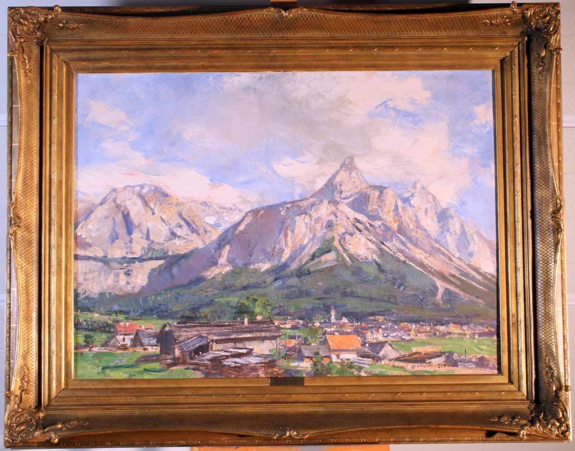 "Zugspitze" - Rudolf Schramm - Zittau (1874-1950) Öl auf Leinwand, unten rechts signiert, - Bild 2 aus 5