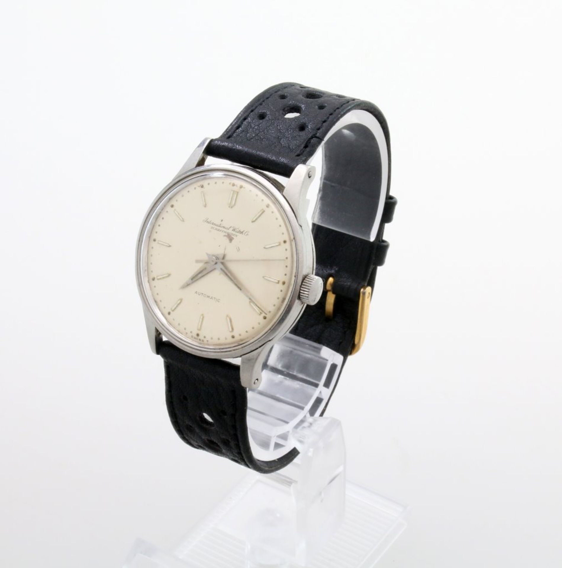 Armbanduhr IWC 1959-1967 Automatikwerk Kaliber 853, Ref. 309A, Edelstahlgehäuse Ø 34 mm, - Bild 3 aus 3