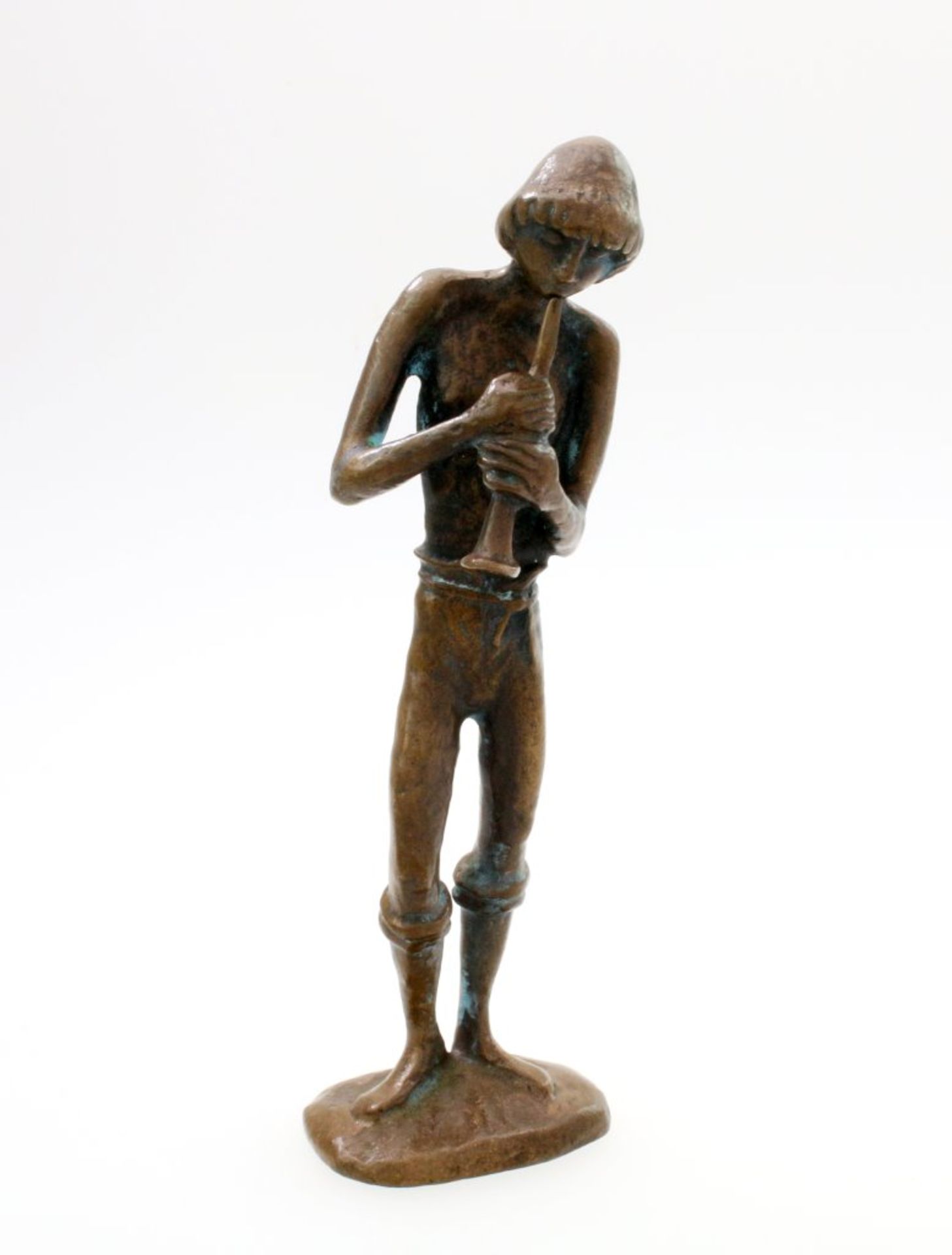Bronzefigur "Der Flötenspieler" - Luise Kött-Gärtner (*1953) Skulptur im Sandgussverfahren, von Hand