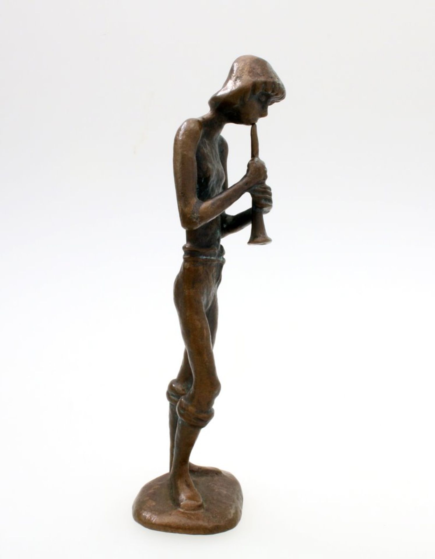 Bronzefigur "Der Flötenspieler" - Luise Kött-Gärtner (*1953) Skulptur im Sandgussverfahren, von Hand - Bild 2 aus 5