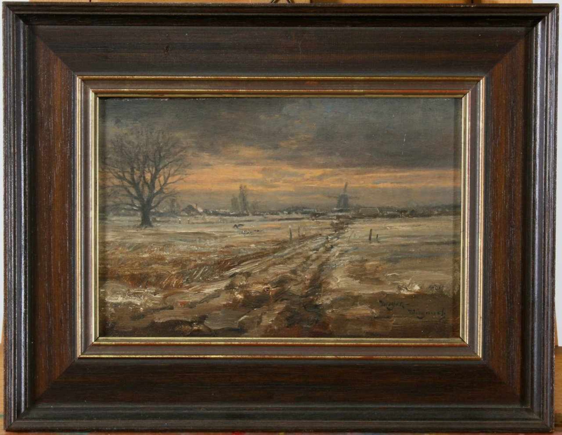 "Niederländische Winterlandschaft" - Rolf-Dieter Meyer-Wiegand (1929-2006) Öl auf Platte, unten - Image 2 of 2