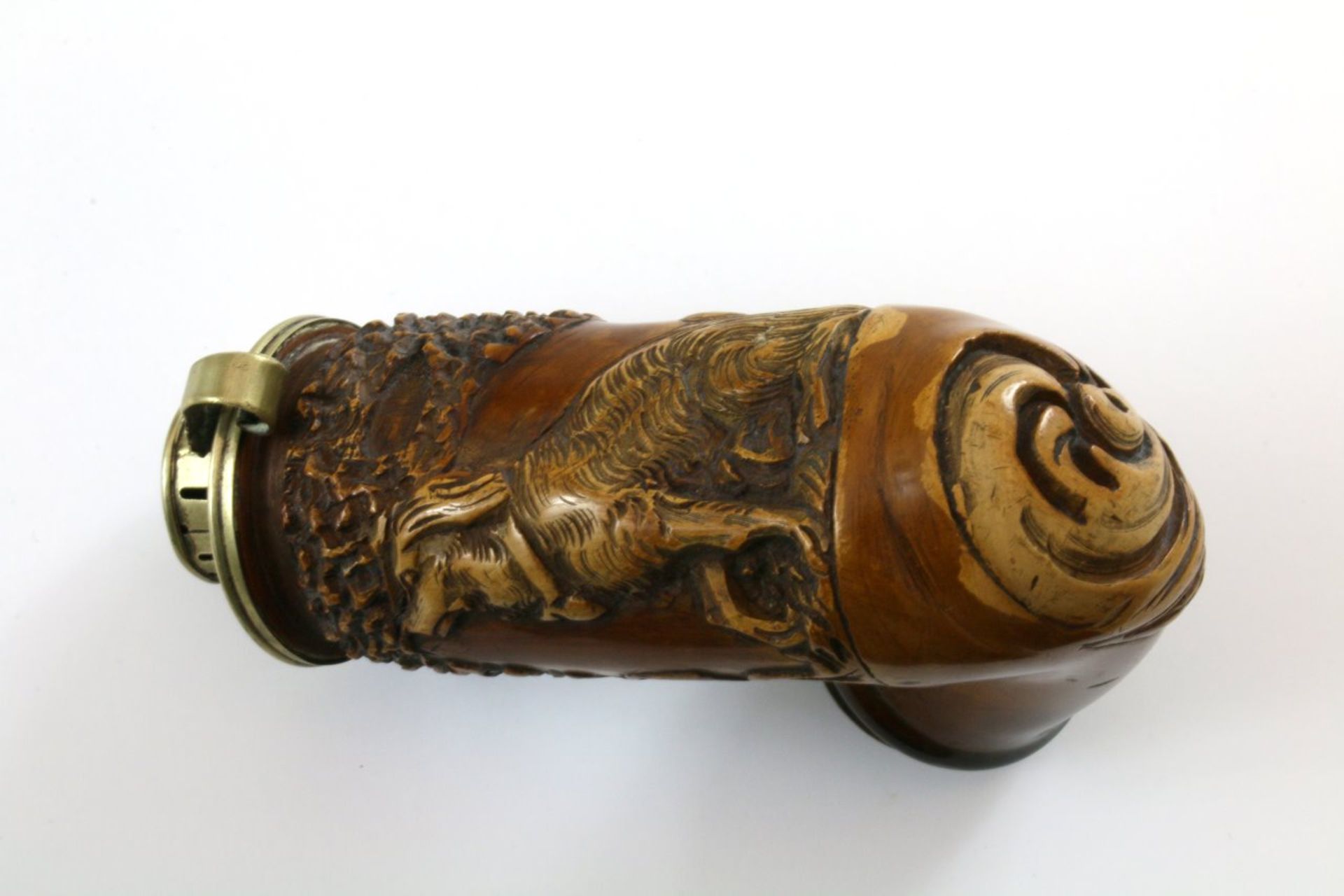 Meerschaumpfeife - 19. Jahrhundert Rohr / Wien Gebogene Form, Pfeifenkopf mit reliefierter - Bild 3 aus 3