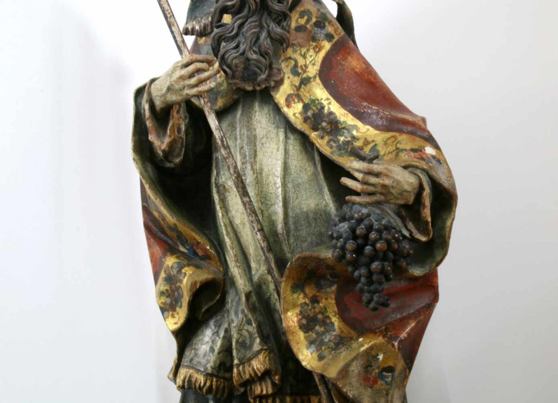 Große Holzfigur - Heiliger Urban von Langres Aufwendig geschnitzte Figur, in der rechten - Bild 5 aus 5