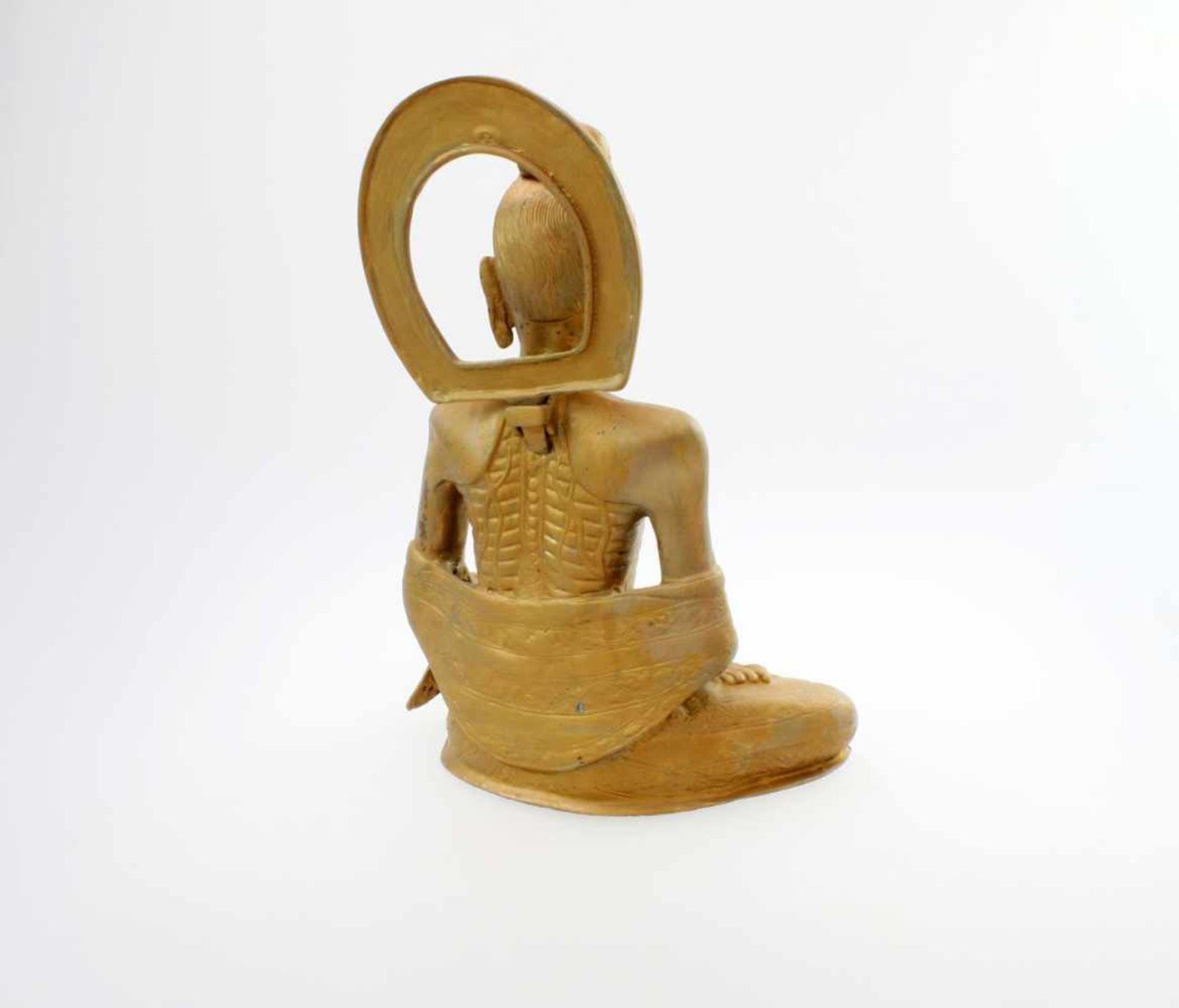 Hunger-Buddha - Indien Figur in Meditation versunken, aufsteckbare Korona, Messingguss. Höhe: 38 - Bild 3 aus 4