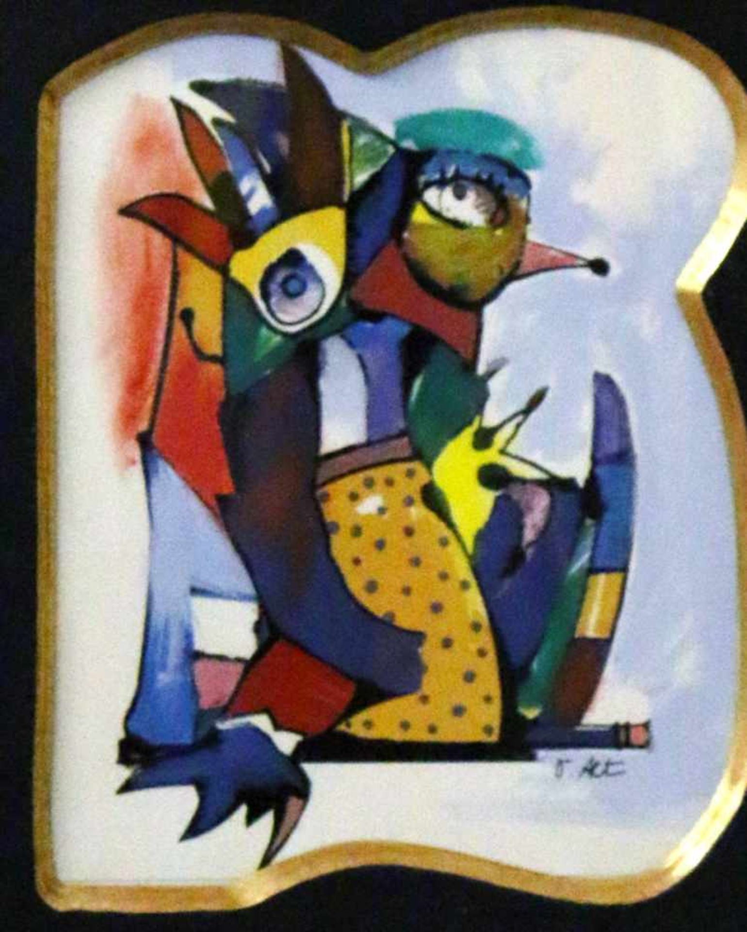 "Buntes Vogelpaar V" - Otmar Alt (*1940) Mischtechnik auf Karton, unten links signiert, Maße: ca. 31