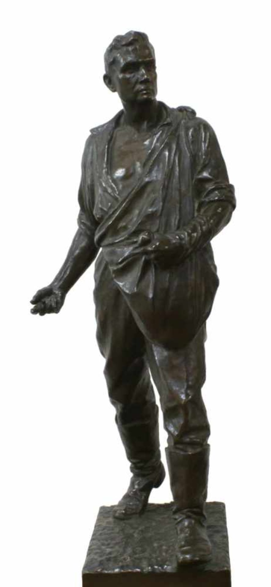 Große Bronzeskulptur "Neue Saat" - Adolf Jahn (1858-1941) Säender Bauer, Figur entworfen 1917, auf