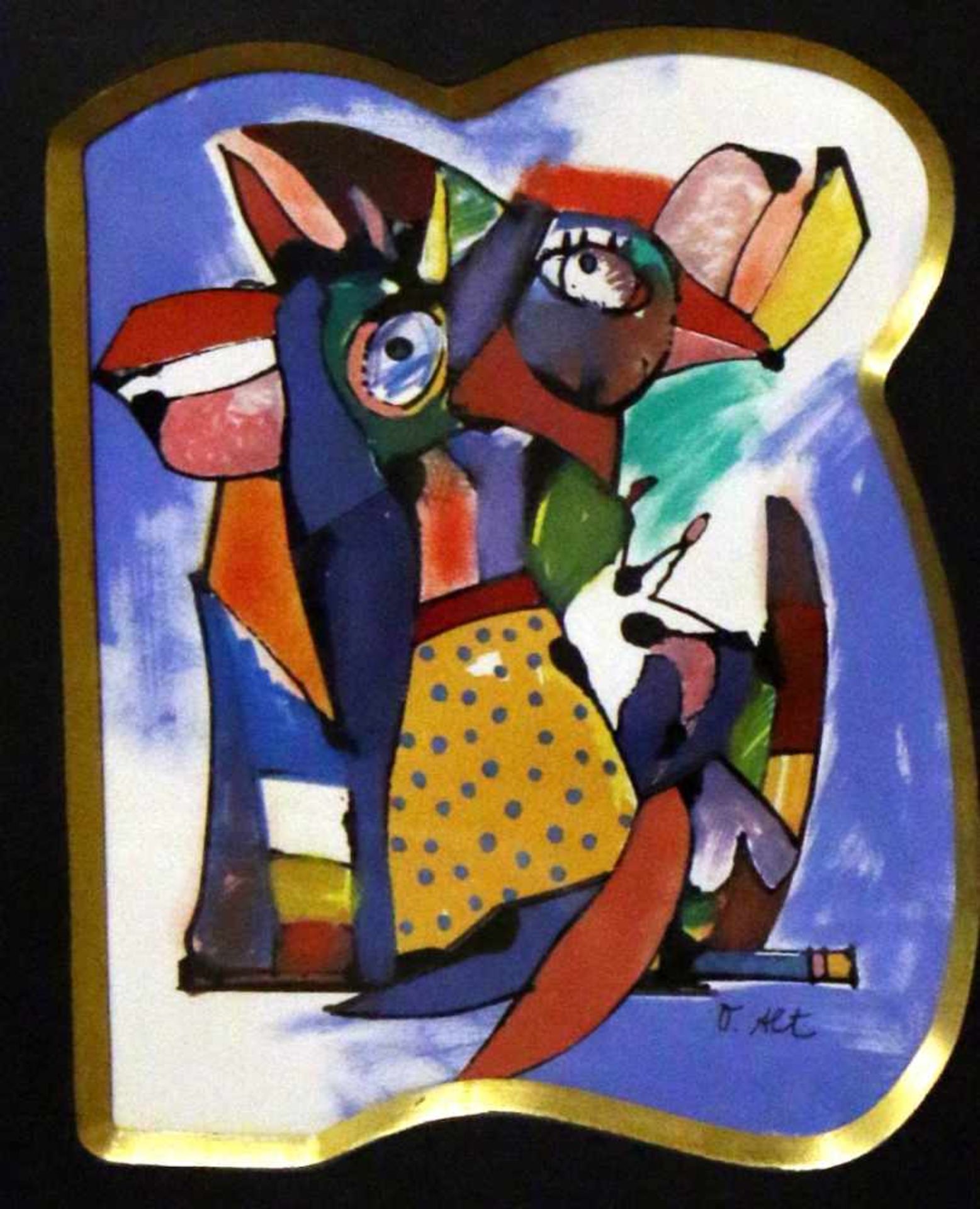 "Buntes Vogelpaar II" - Otmar Alt (*1940) Mischtechnik auf Karton, unten links signiert, Maße: ca.