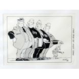 Karikatur - "Immer schön der Reihe nach" - Rolf Henn alias "Luff" (*1956) Mischtechnik / Tusche,