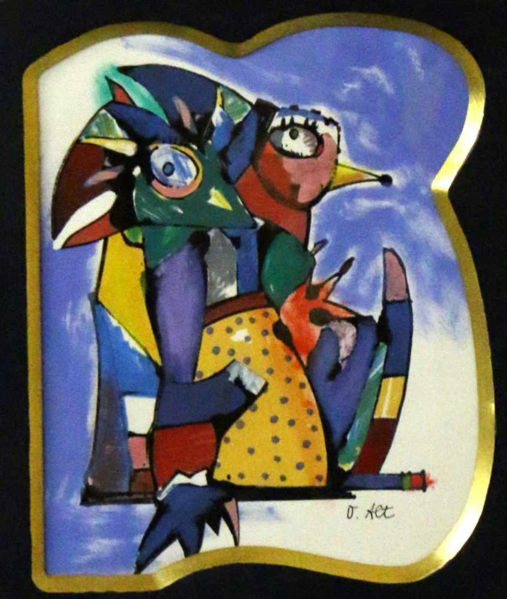 "Buntes Vogelpaar III" - Otmar Alt (*1940) Mischtechnik auf Karton, unten links signiert, Maße: