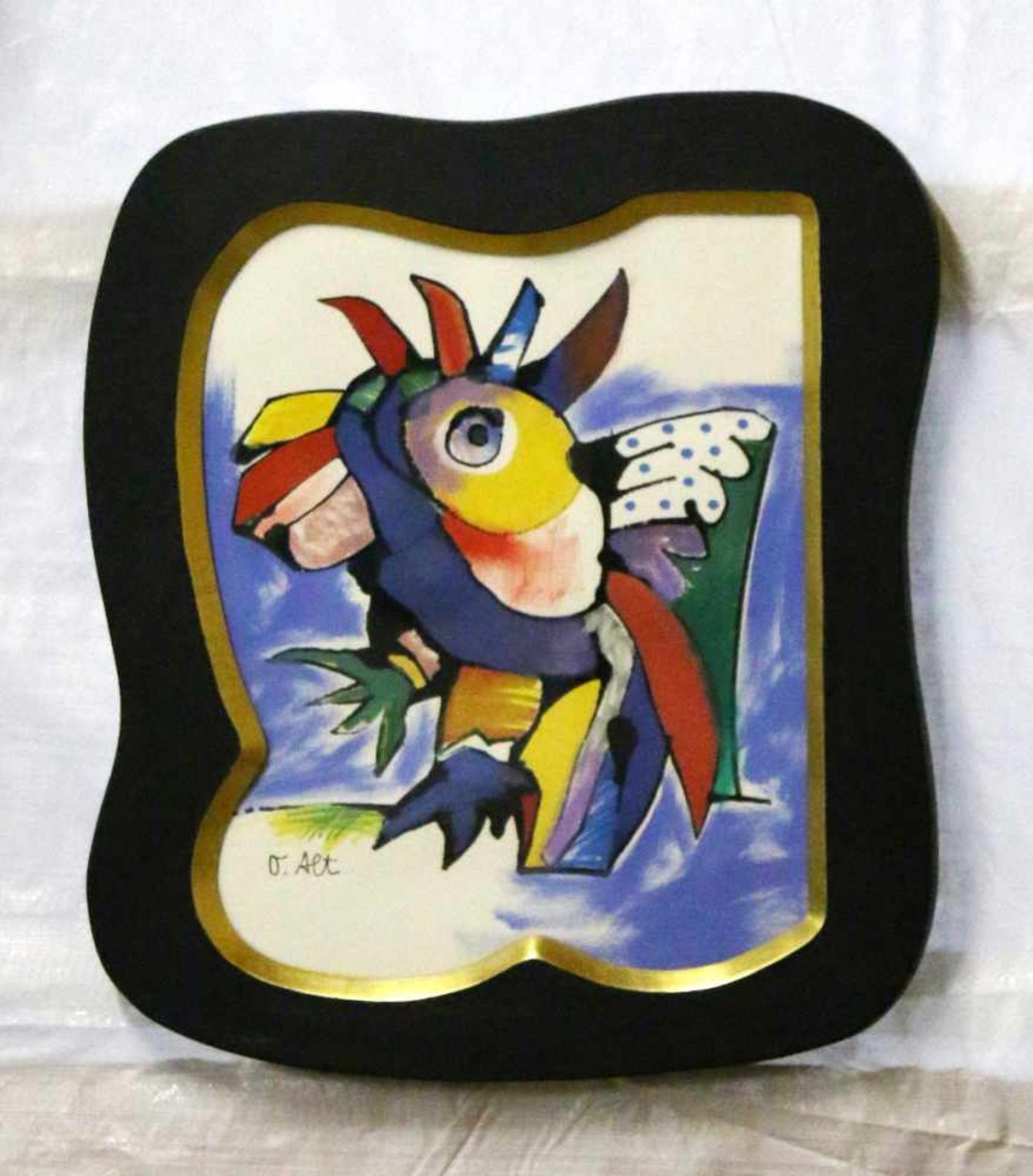 "Bunter Vogel IV" - Otmar Alt (*1940) Mischtechnik auf Karton, unten links signiert, Maße: ca. 31 - Bild 2 aus 2