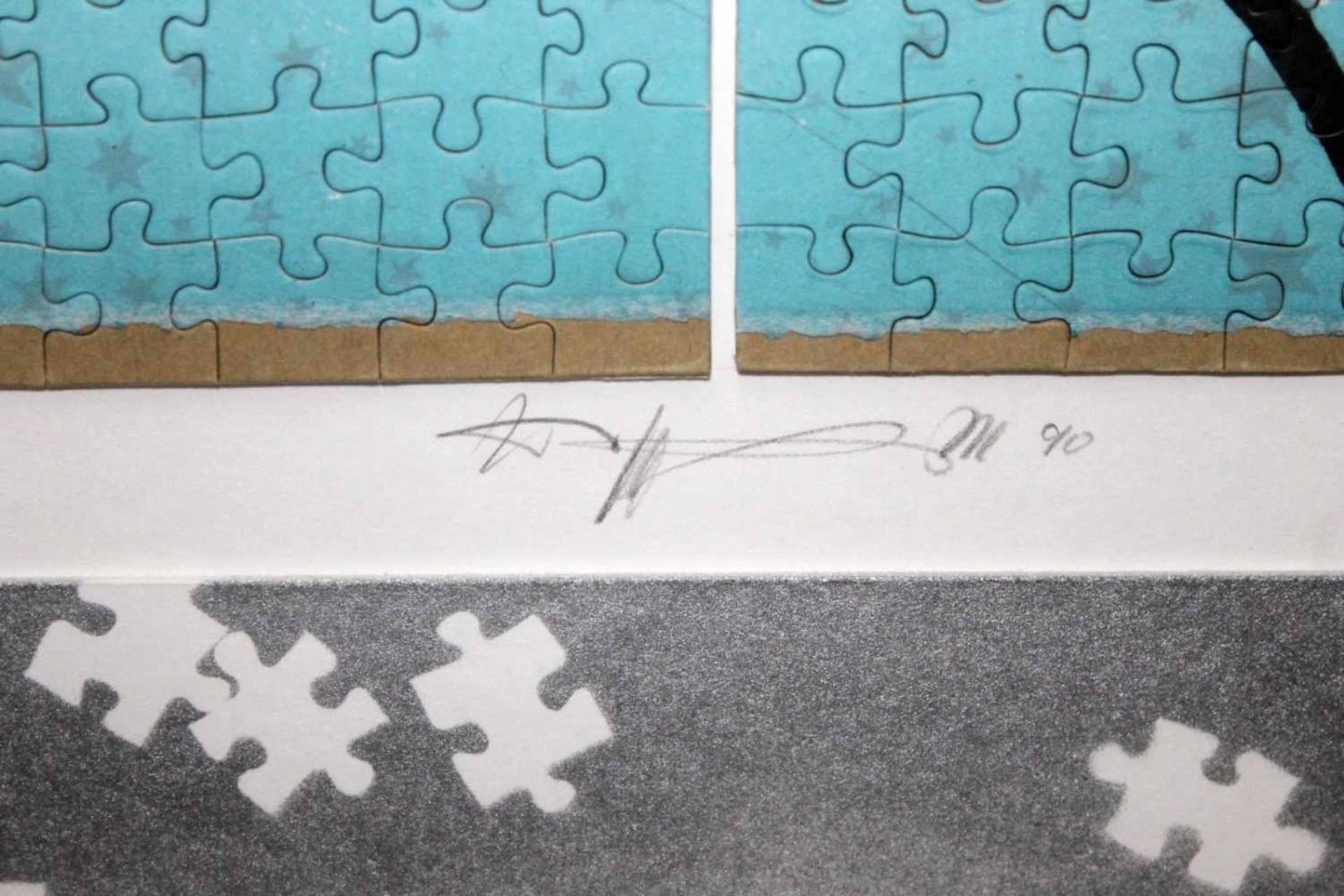 "Am Anfang war das Wort" - Eberhard Eggers (1939-2004) Quadrichon in Puzzle-Art, Mischtechnik, unten - Bild 2 aus 2