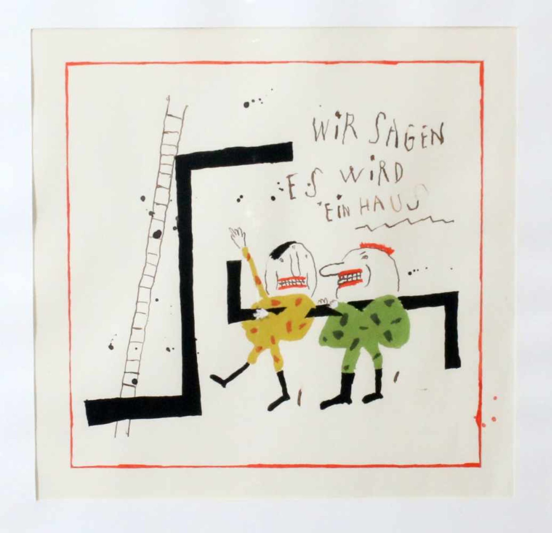 Karikatur - "Wir sagen es wird ein Haus" - Ottfried Zielke (1936-2016) Tusche, Acryl, rückseitig