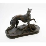 Windhund-Figur - Jules Moigniez (1835-1894) Schreitender Windhund auf Naturplinthe, die vordere,