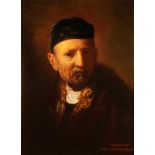 "Rembrandts Vater" - Rembrandt / Andreas Oppel (*1937) Öl auf Leinwand, unten rechts signiert "