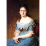 "Portrait einer jungen Dame" - Adolf Jebens (1819-1888) Öl auf Leinwand, unten rechts signiert und