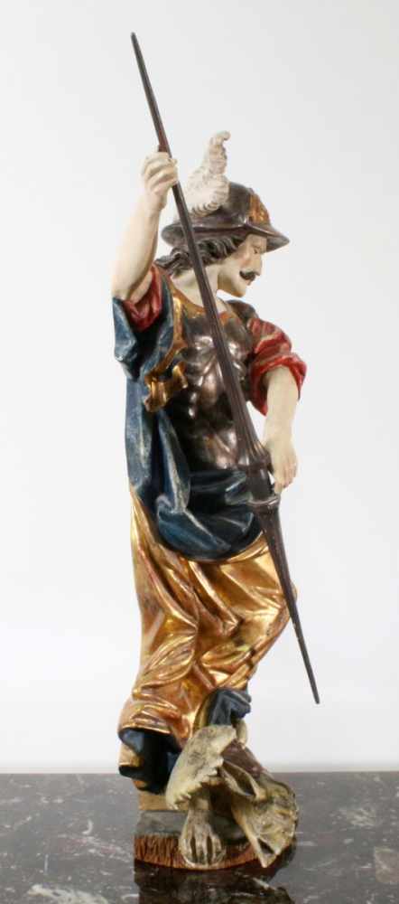 Große Holzfigur - St. Georg beim Drachenstich Figur polychrom - und goldstaffiert, der Heilige im - Image 2 of 6