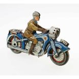 Motorrad Arnold A 643 - 50er Jahre Lithografiert in blau, braun, weiß, Antrieb läuft,