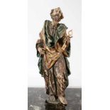 Große Holzfigur - Heiliger Petrus Figur polychrom - und goldstaffiert, antiquisiert, schöner