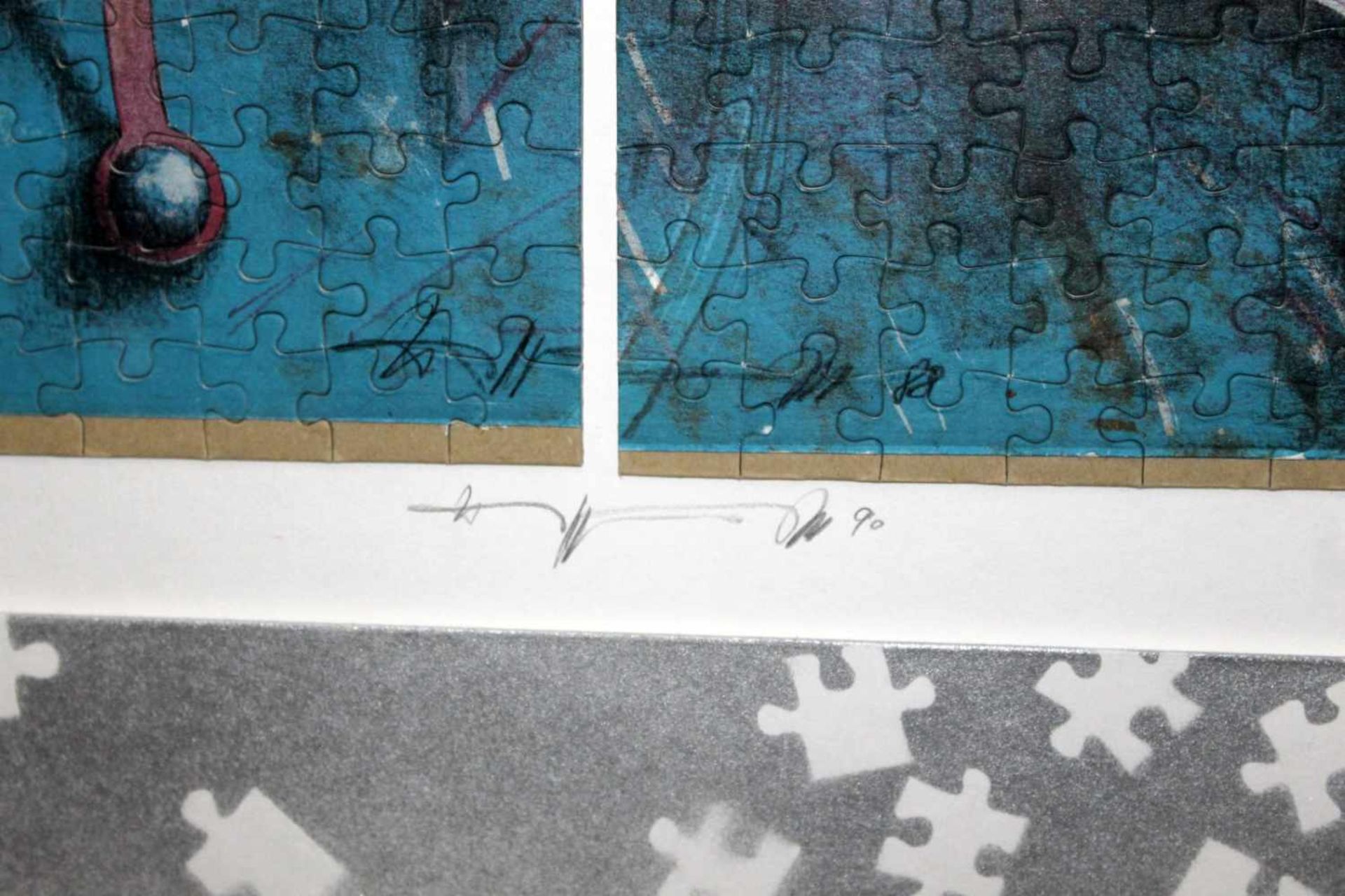 "Am Anfang war das Wort" - Eberhard Eggers (1939-2004) Quadrichon in Puzzle-Art, Mischtechnik, unten - Bild 2 aus 2