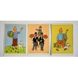 Hergé - 3 cartes postales Tintin, Dupond et Tournesol - Années 60 - Etat neuf. -