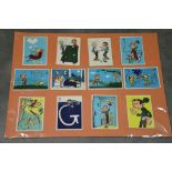 Ensemble complet de 12 cartes feutrine Franquin des années 60 - Etat neuf. [...]